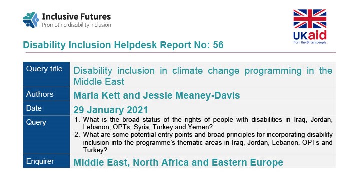 Query 56 - Disability inclusion in climate change programming in the ...