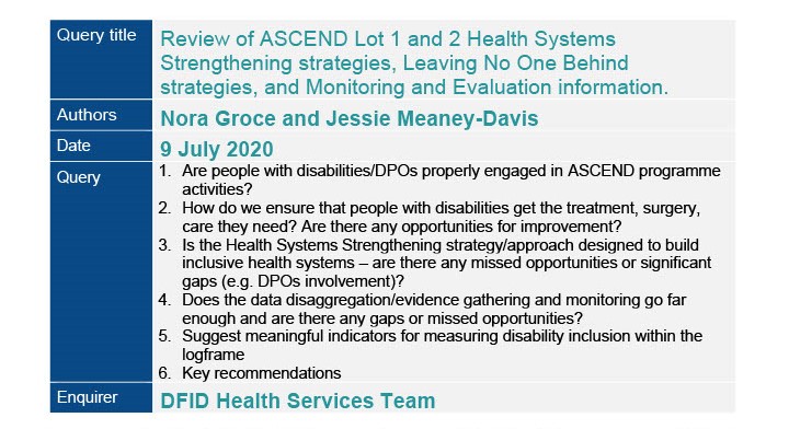 Query 48 - Review of ASCEND Lot 1 and 2 Health Systems Strengthening ...