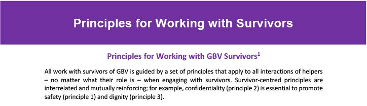 Principles for Working with GBV survivors