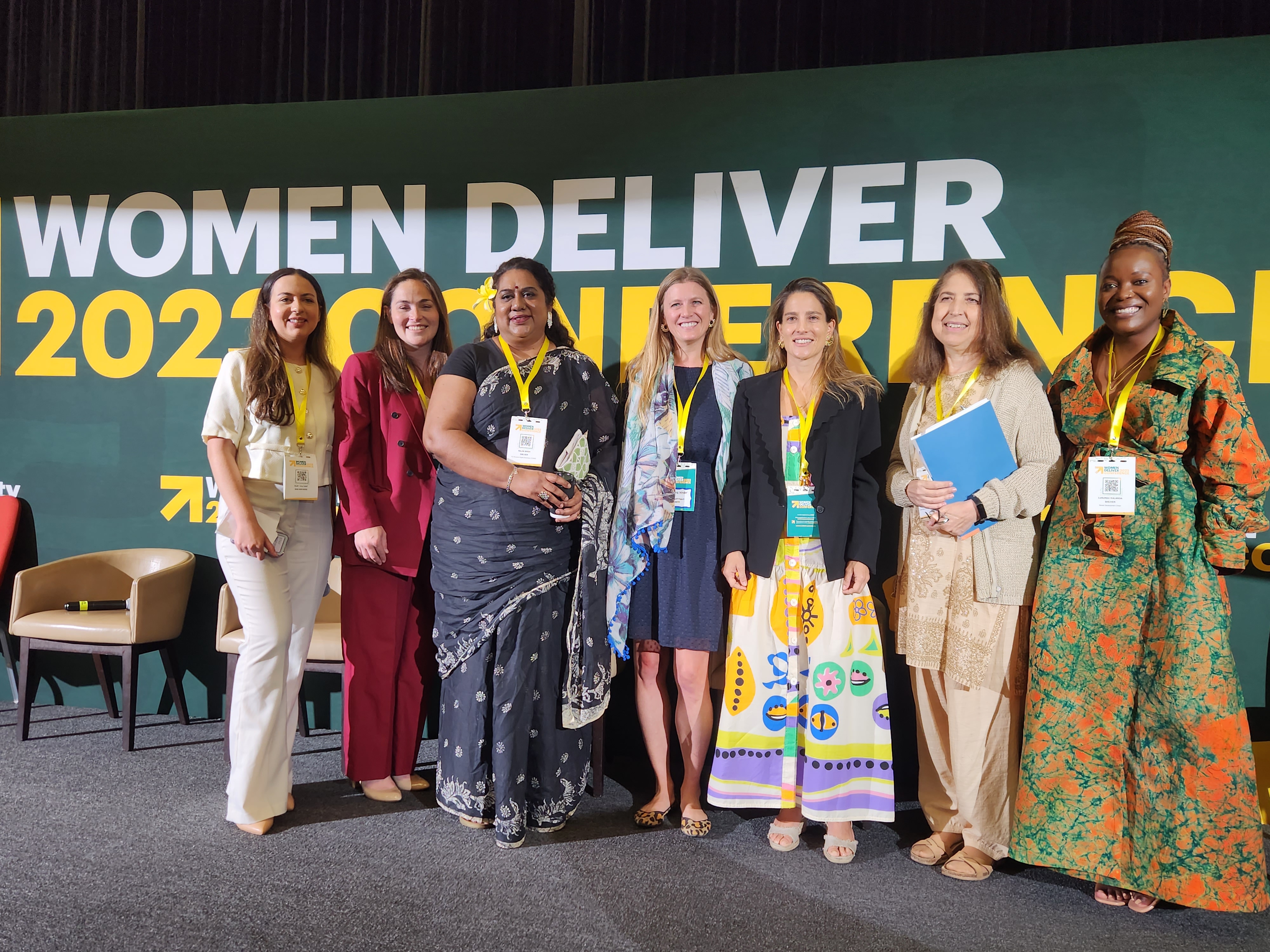 Panelists at the Women Deliver 2023 conference for the "Preventing & responding to violence against women: From evidence to action" pre-conference event.