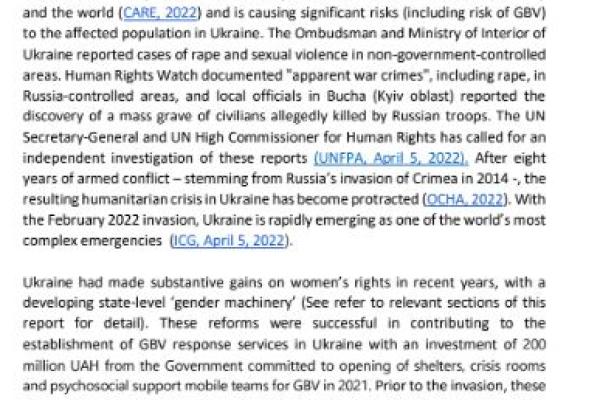 SDR of GBV in Ukraine