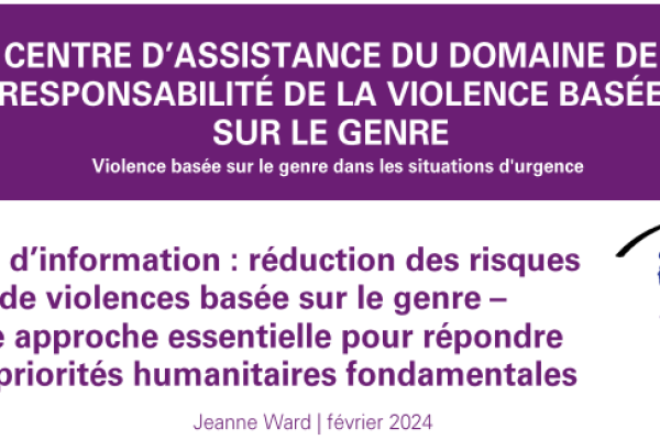 Note d’information : réduction des risques de violences basée sur le genre –  Une approche essentielle pour répondre aux priorités humanitaires fondamentales