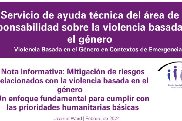 Nota Informativa: Mitigación de riesgos relacionados con la violencia basada en el género –  Un enfoque fundamental para cumplir con las prioridades humanitarias básicas