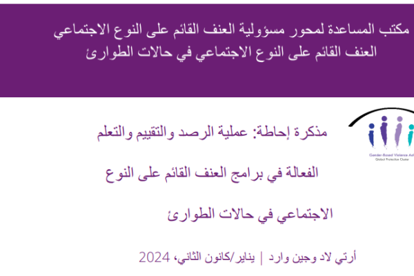 مذكرة إحاطة: عملية الرصد والتقييم والتعلم الفعالة في برامج العنف القائم على النوع الاجتماعي في حالات الطوارئ