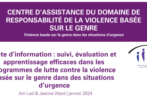 Note d’information : suivi, évaluation et apprentissage efficaces dans les programmes de lutte contre la violence basée sur le genre dans des situations d’urgence